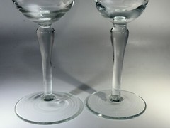 Clear,glass, etched flowers, red&white wine glasses