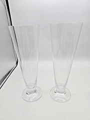 2 Waterford Marquis Optic Reserve Pilsner Beer Glasses 9 1/4” SIGNED 20 OZ