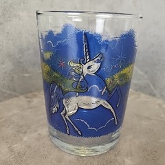 Vintage Libbey Low Ball Decorative Glass Colorful Mystic Unicorn Fantasy VGUC