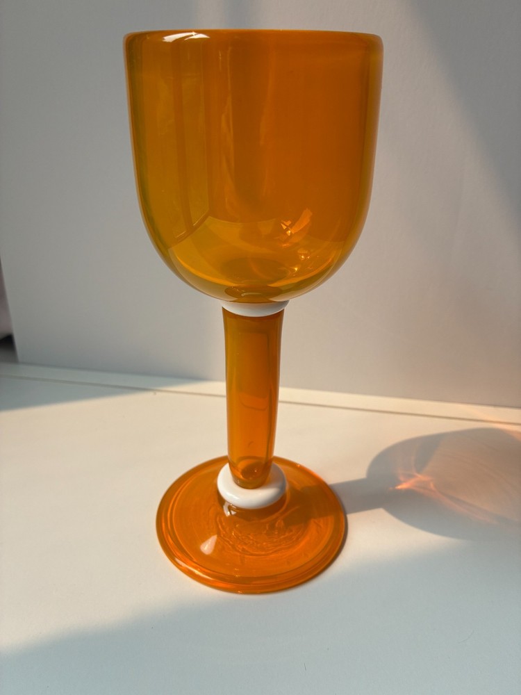 Hand Blown Wine Goblet Signed Wassink 95