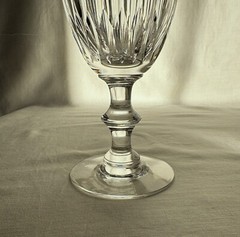 Hawkes crystal water glass. 1950s, Eardley. Stem 7330, with wafer. 6.75″ high,