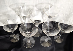 VINTAGE V SHAPED CORDIAL GLASSES – MAKER UNKNOWN – (7)