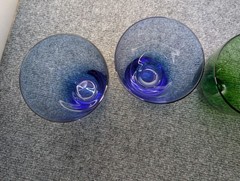 Set Of 4 Assorted Color Lenox Glass Tumbler Glasses Stemless Blue Yellow Green