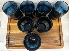 7 Vintage MCM Viking Glass Georgian Glasses Tumblers Cobalt Dark Blue