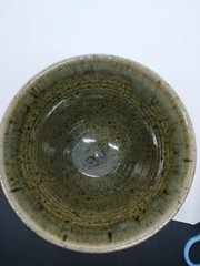 Studio Artist Signed Green Glaze Pottery Chalice Goblet 7.25″