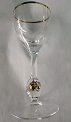 C.1950’s Czech Josef Stanik Hand-Blown Crystal Gold-Rimmed, W/Gold Ball MCM