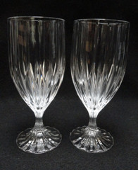 Set of 2 Mikasa Park Lane Iced Tea Glass/Water Goblet 7 1/4″ 12 oz Vertical Cuts