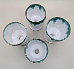 JB Cole Nell Cole Graves Seagrove Pottery, NC Set of Four Cups Marked Age 85