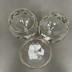 Lenox American by Design Holiday Balloon Holly Berries Glass Glasses Lot of 3