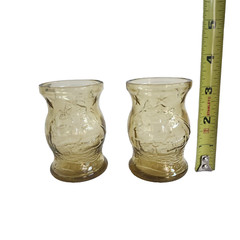 Vtg Wheaton Embossed Amber 1827 Nautical Ship Juice Glasses Set Of 2