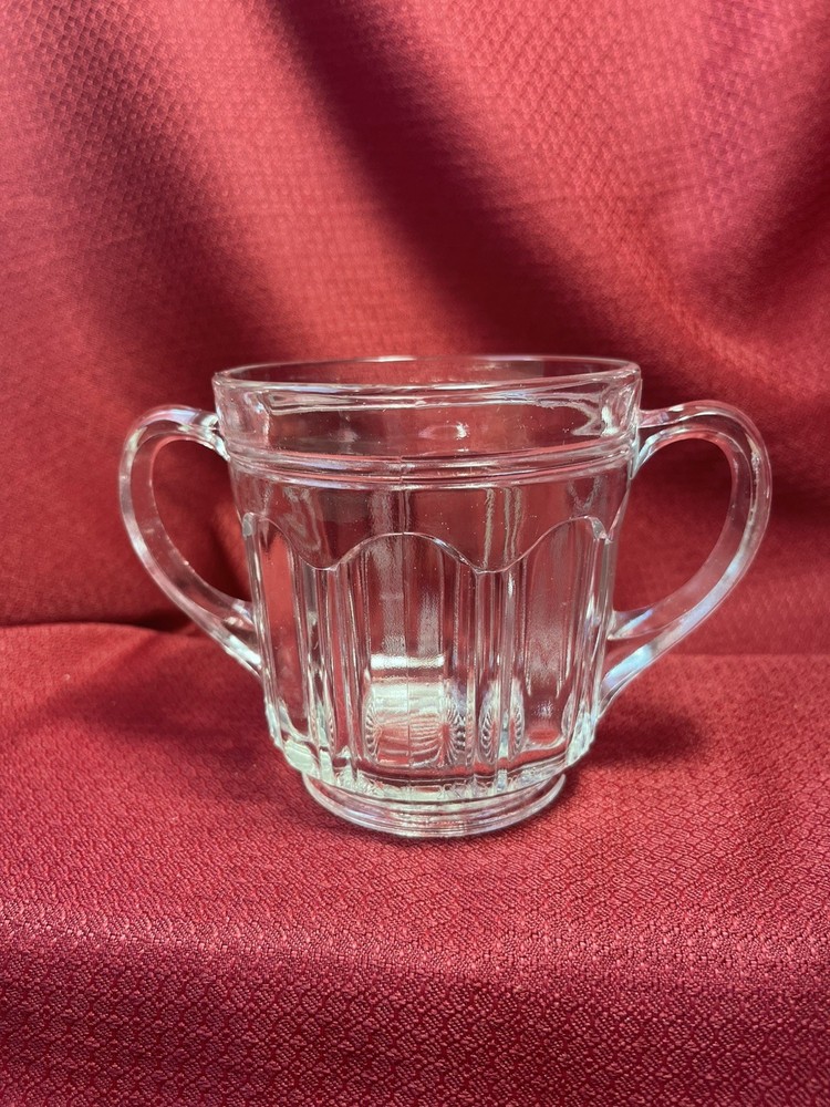 Vintage Anchor Hocking Colonial Double Handled Clear Glass Open Sugar Bowl