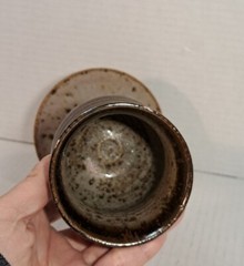Stoneware Goblet Chalice Cup Art Pottery Wine Glass Glaze Brown Speckled