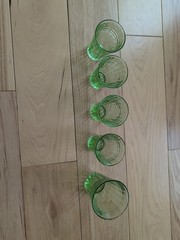 Hazel Atlas Uranium Juice Glasses Blacklight Glow Lot Of 5 Surface Wear
