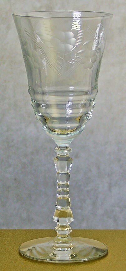 Libbey Rock Sharpe HALIFAX Stem Etched Water Goblet