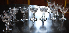 Vtg Set 10 BRYCE WAKEFIELD Champagne/Sherbet Glasses CUT CRYSTAL BALL STEM 4.75″