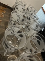 Libbey Silver Leaf Gray/black Frost. Tumblers. Water Glasses.