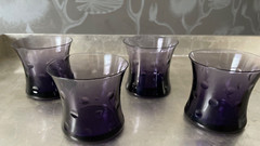 4 Rare Cristal St Louis / Saint Louis Whiskey Glasses BUBBLES in VIOLET Crystal