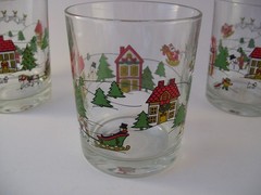 Jamestown Joy of Christmas 3 Double Old Fashioned Rocks Glasses 14 ounce Retired