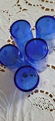 Vintage Hazel Atlas Cobalt Tumblers Glasses Spanish Flamenco Dancers Set 5 MCM