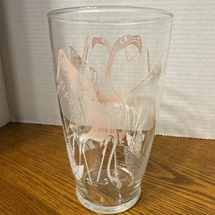 Vintage PINK FLAMINGO Cocktail Mixer Shaker 7″ Tall Large Glass Bar