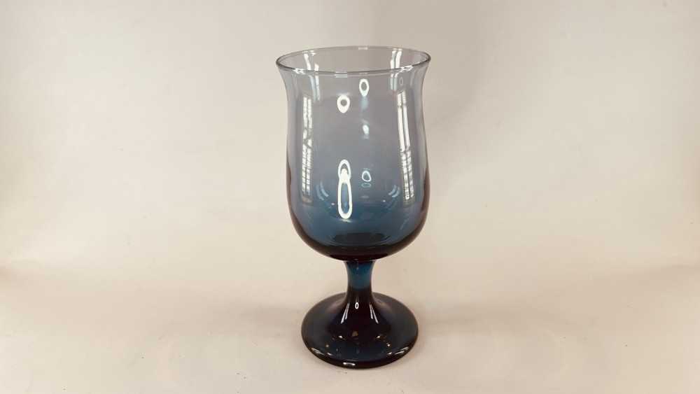 Vintage Libbey Connoisseur Dusky Blue Tulip Drinking Glass / Goblet, 5 5/8” Tall