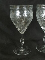 Webb Corbett 4 Antique Stunning Floral Prunus Blossoms Wine/Water Goblets 7 5/8″