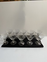 VTG 40s “TOSCANY” CZECHOSLOVAKIA HAND EDGED STEMWARE SET OF 10