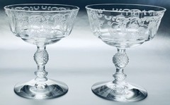 FOSTORIA * MORNING GLORY ETCH 313 * LOW SHERBETS PAIR *