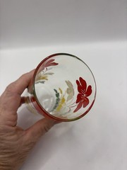 Vintage Swanky Swig Glass Tumbler, 5″ with Red, White, Yellow & Green Flowers