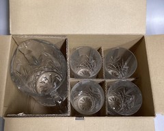Royal Gallery France Crystal Chaplain Barware Set 1 Pitcher 4 High Ball Glasses