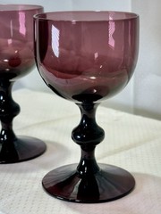 Vintage Set Of 2 Carlo Moretti Murano Amethyst Wine Goblets 4-1/4” Sherry Port