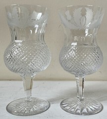 Edinburgh Crystal THISTLE Pattern – Pair of Water Goblets 6 1/2″