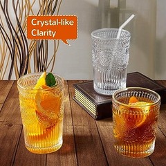 10Pcs Vintage Drinking Glasses – Romantic Highball Glasses & Rocks Glasses,