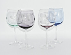 Waterford Crystal Marquis Polka Dot Balloon Wine Glasses Goblets Set of 4