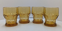 4 VTG MCM Continental Can Co. Amber Gold Honeycomb Juice Tumblers Hazel Atlas