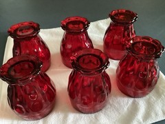, Fenton Ruby Red Thumbprint Dot Panel Tumblers/juice Glasses Set Of 6