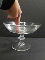 Val St Lambert Crystal Glass Compote Signed