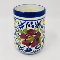 Mediterranean Core COFFEE MUG 12oz Art Pottery Italian Painted Blue Rim Ceramic