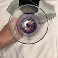 Clear 9” Champagne Flute w/ Blue Glass Spiral Twisted Stem – Set of 2