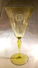 MORGANTOWN ADONIS ETCH #751 14KT TOPAZ #7604-1/2 9-OUNCE 8″ TALL WATER GOBLET!