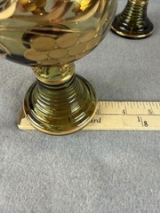 Vintage German Roemer Green Glass Wine Goblets Gold Grapevine Gilt Hand Blown