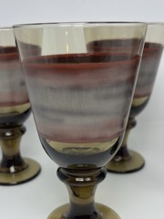 4 Vintage Libbey Glass Nova Brown Burgundy 7”Goblets Tall Drinking Glasses 14Oz.