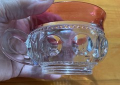 KINGS CROWN CRANBERRY Flashed TEA COFFEE CUPS TIFFIN-FRANCISCAN Set/4