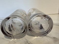 Vtg 70’s Glasses Frosted Gold Leaf Foliage Drinking Cups Set of 2 READ