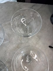 Vintage 50s-60s Cocktail/Champange Coupe Glasses-4. Thin Elegant Etched Glass