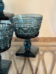 Set of 4 Vtg Colony Park Lane Blue 5 Oz. Champagne / Sherbet Glasses 4 1/4” H