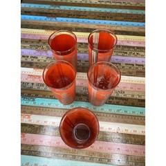 Thai Goddess High Ball Glass Mid Century Modern Retro Bar Set of 5 Asian MCM Red