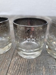 4 Pc Mid-Century Modern Queen’s Lusterware Silver Fade Lowball Glass Set