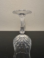 Vintage Cut Crystal Wine Goblets Set of 2 Diamond Pattern Knopped Stem