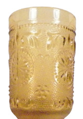 Indiana Sandwich Daisy Goblet Amber Glass Footed Vintage 40s 50s 60s Tiara